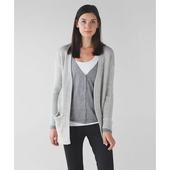 Lululemon Cardigan Vestigan Heathered Medium Grey / Heathered Angel Wing - Picture 3 of 11